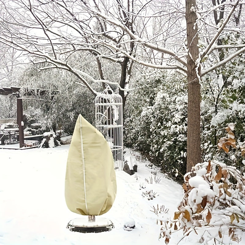 Green Plant Freeze Protection Cover with Zipper and Drawstring for Frost and Pest Safeguard