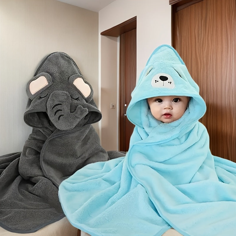 Kids Bath Towels Set 2 Soft Absorbent Cartoon Design for Boys Girls Gray White Pink Blue