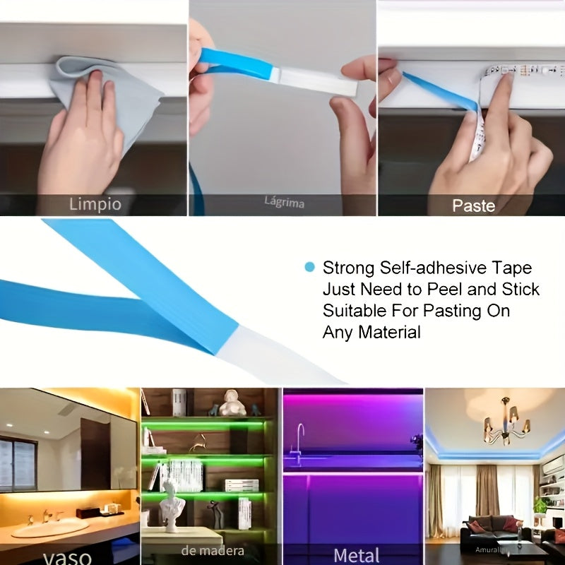 Wireless RGB LED Strip Light Dimmable Remote Control Decoration for Living Rooms