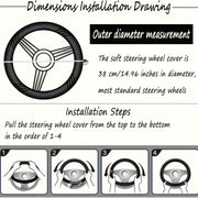 Universal Black Leopard Print Steering Wheel Cover Non-Slip 15 Inch