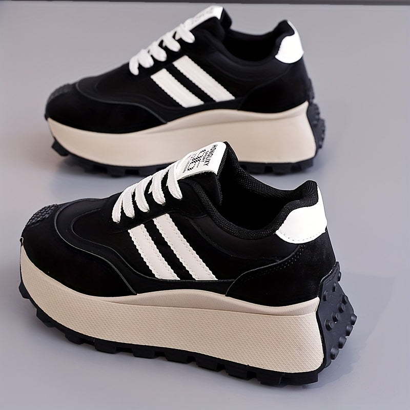 Women's Casual Thick-Sole Sneakers All-Season Comfortable Sport Shoes Beige