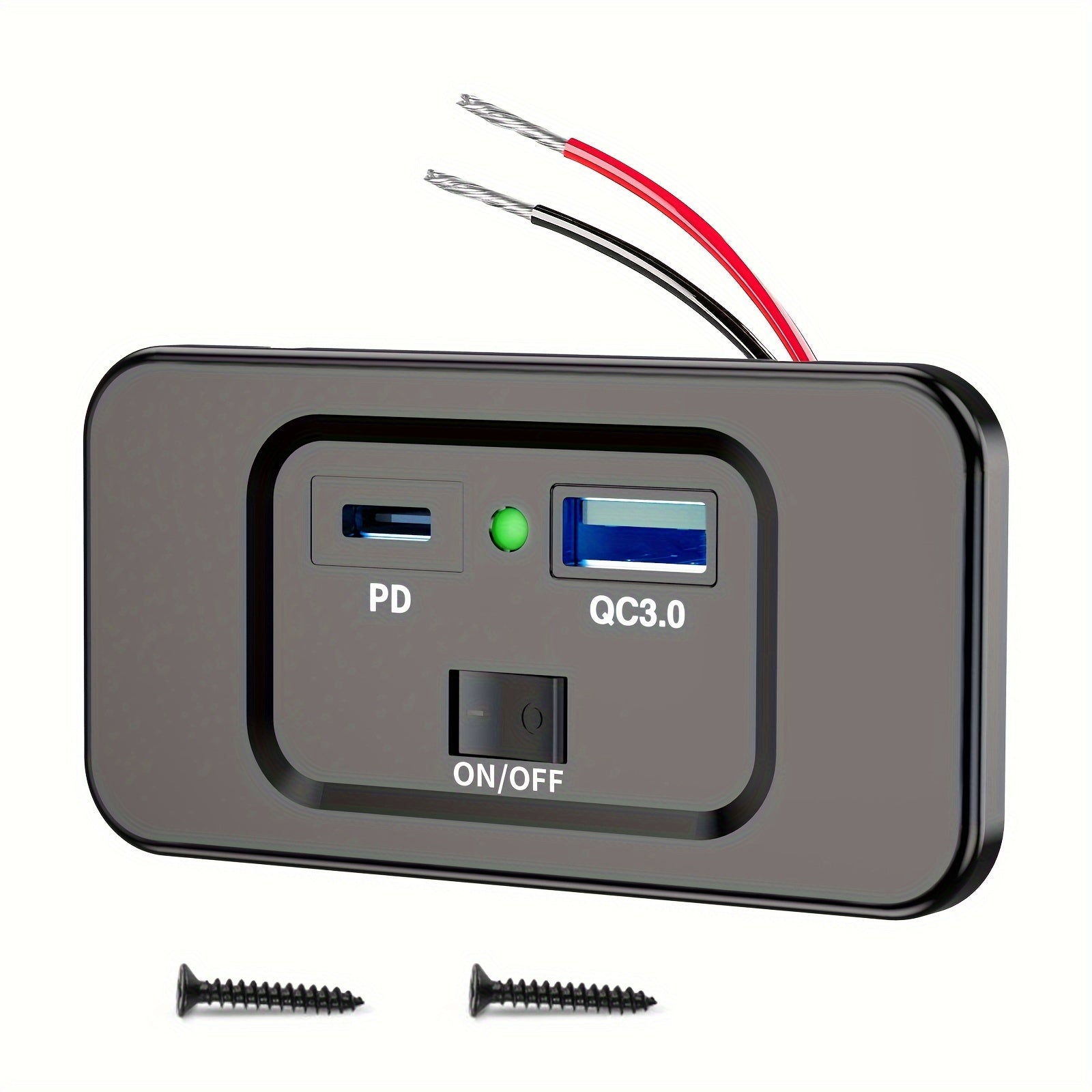 Car Fast Charging Charger Socket Dual USB QC3.0 PD3.0 Type-C Wall Mount