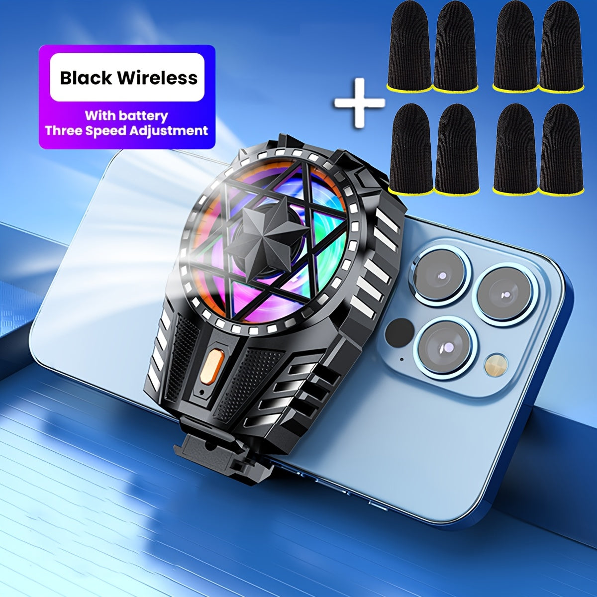 Wireless Rechargeable Phone Cooler with Color Lights for Gaming and Lag Reduction