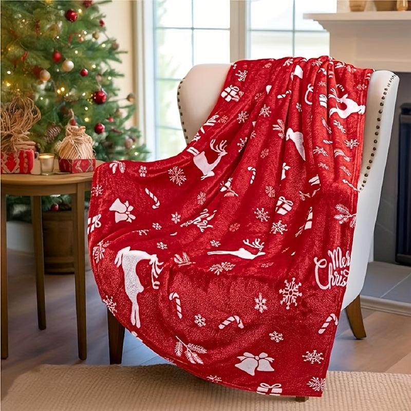 Traditional Style Christmas Flannel Fleece Throw Blanket All-Season Soft Digital Print