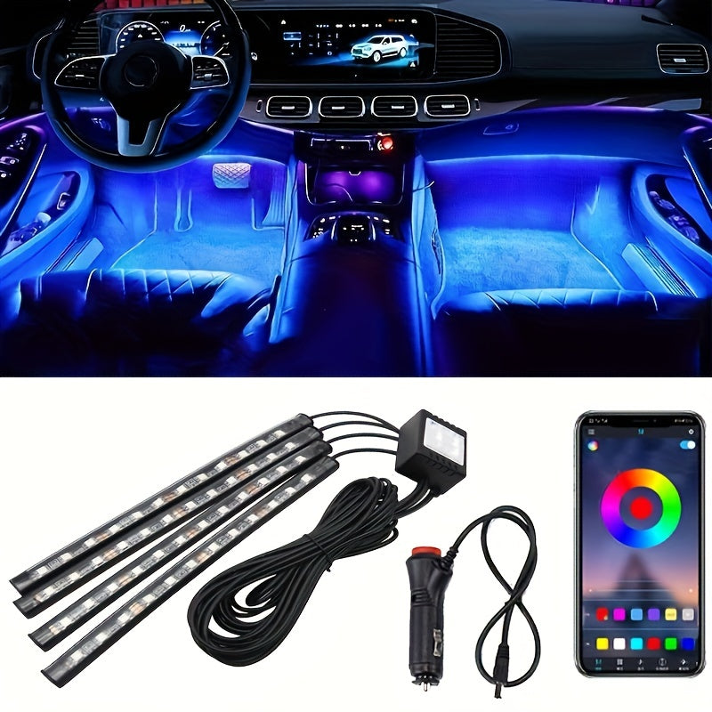 Car Interior LED Light Strip with Music Voice Control App RGB Decorative Lighting