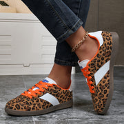 Women's Leopard Print Canvas High Top Sneakers with Rubber Sole