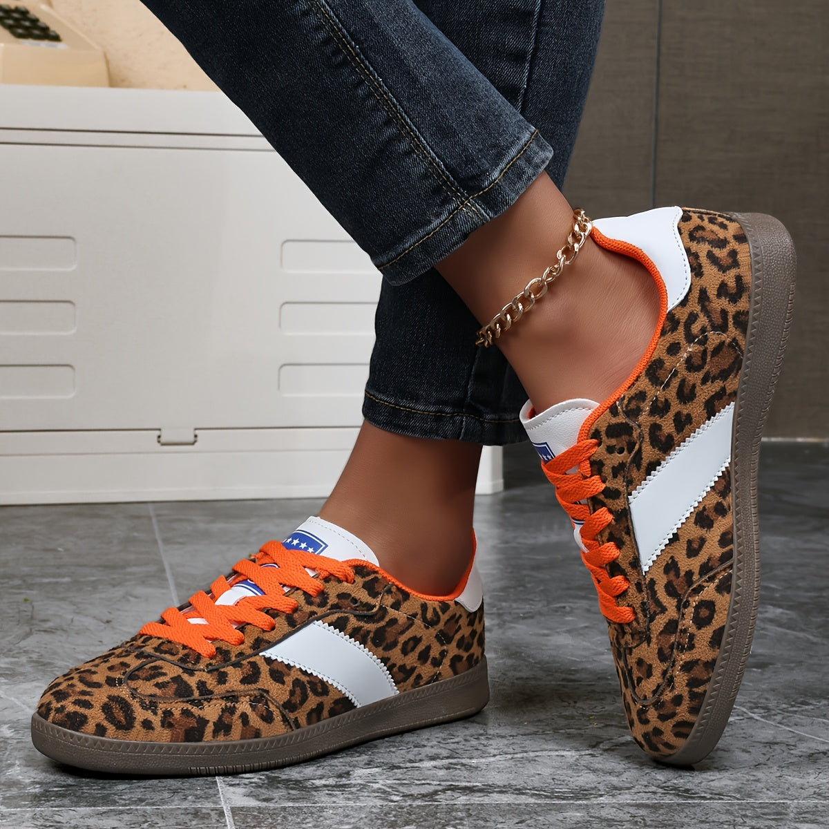 Women's Leopard Print Canvas High Top Sneakers with Rubber Sole