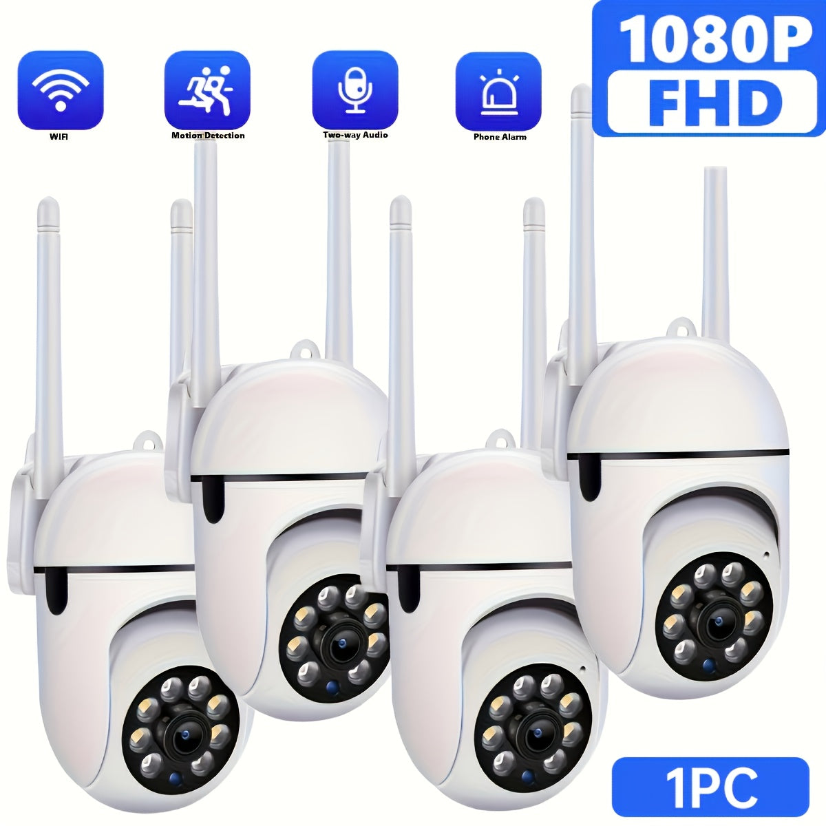 1080P FHD Wireless Security Camera with Pan Tilt Zoom Night Vision Motion Alerts Indoor