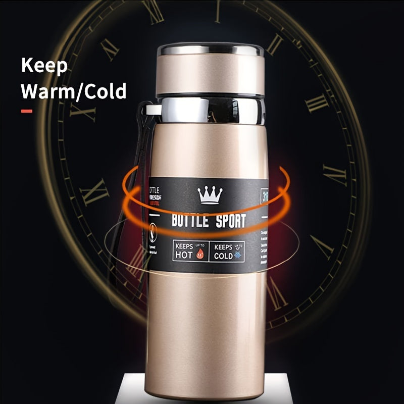 Stainless Steel 1000ml Vacuum Insulated Water Bottle with Strap BPA-Free Keeps Hot Cold Sports Outdoor