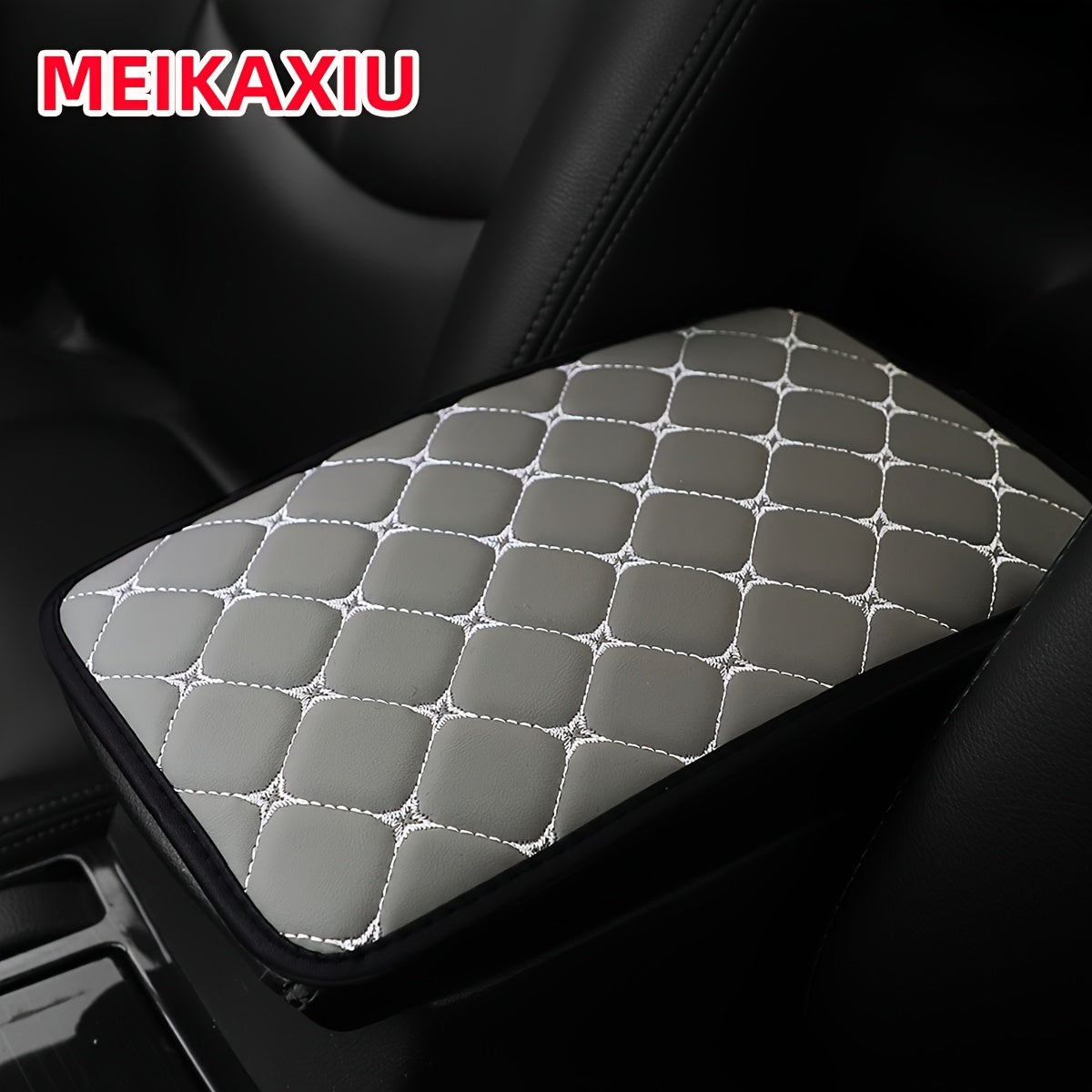 Universal Faux Leather Car Armrest Cushion Black and Red Center Console Cover