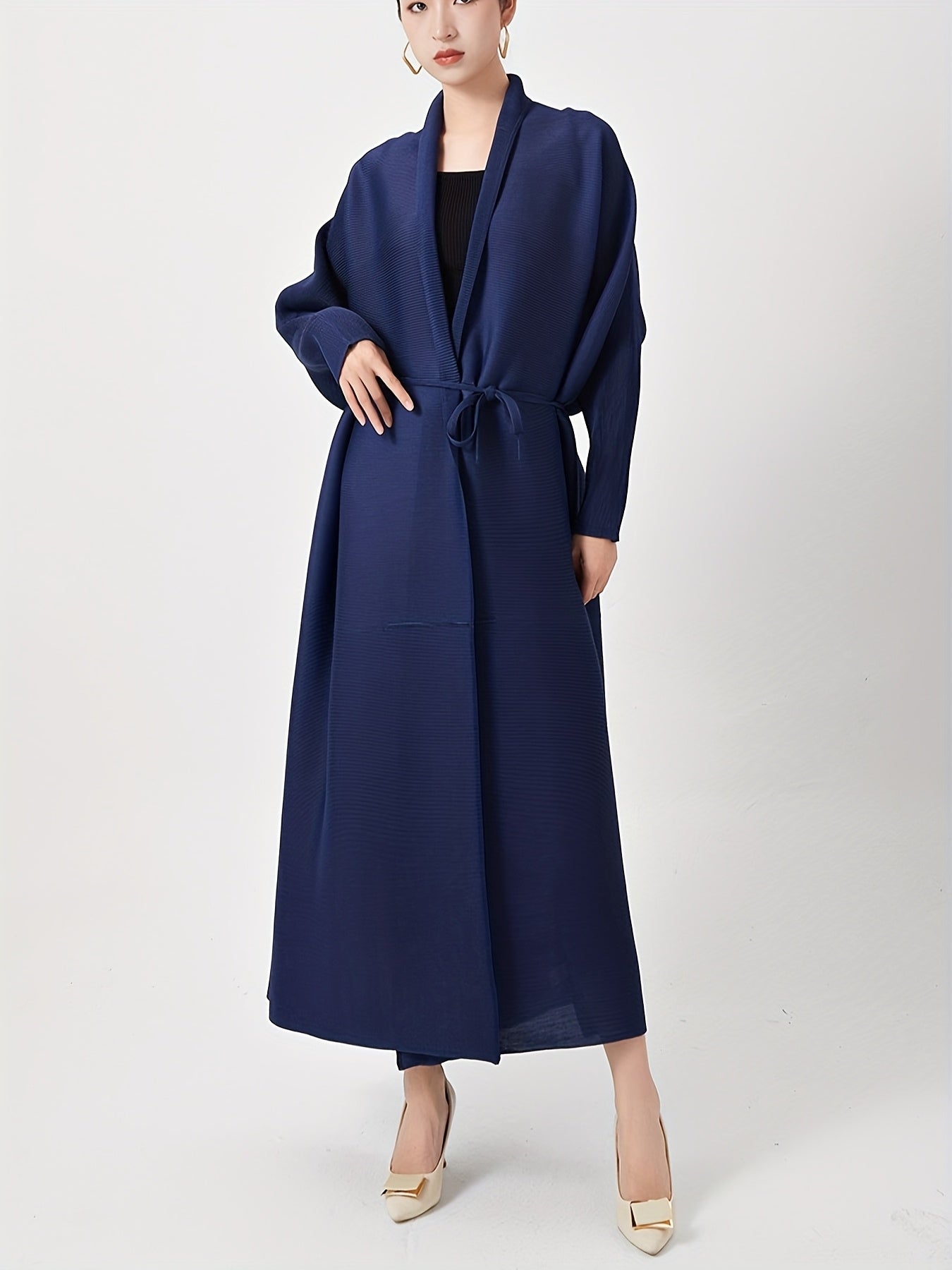 Women's Long Sleeve Abaya Brown High-Stretch Loose Fit with Full-Length Pants