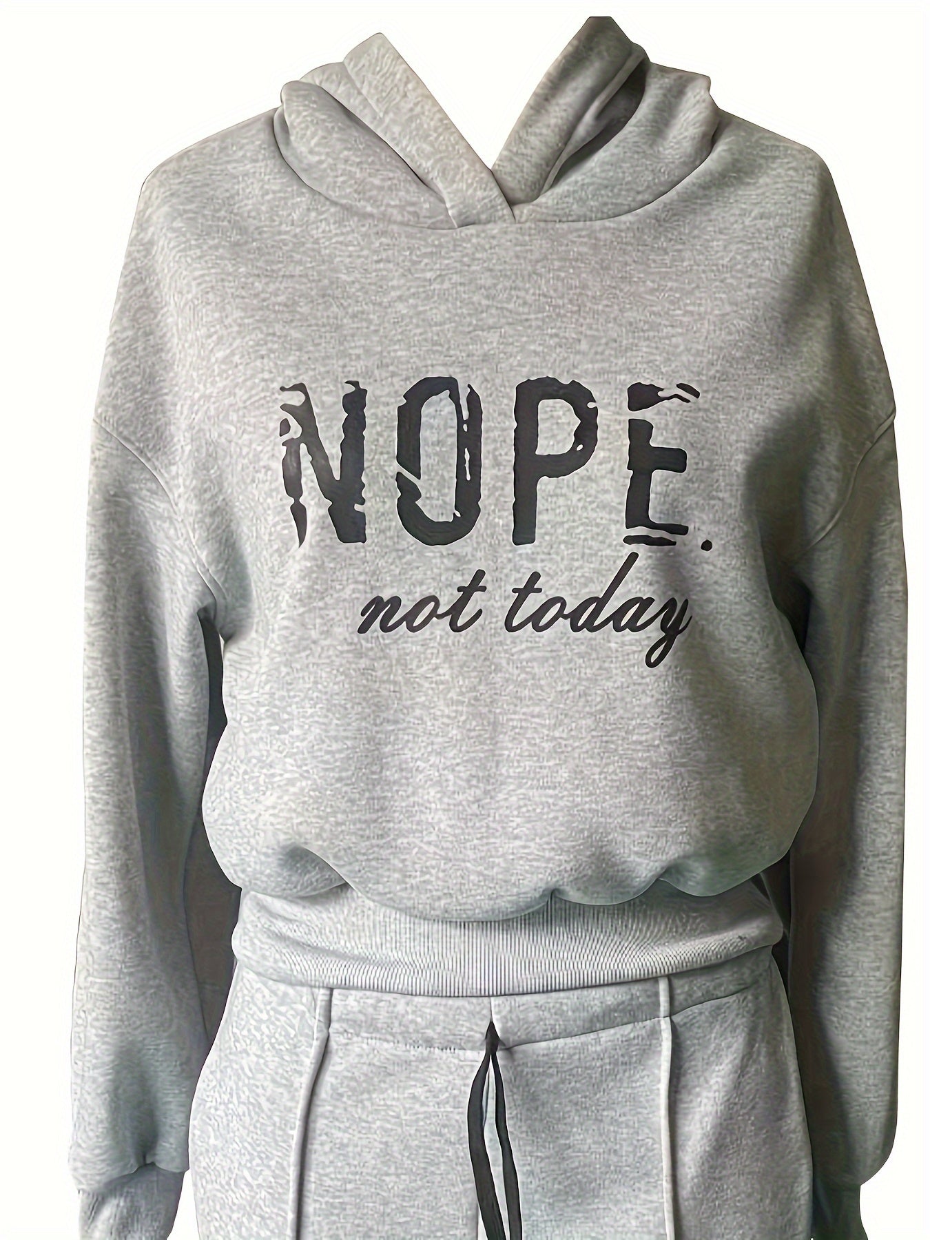 Conjunto de chándal casual para mujer de poliéster con sudadera con capucha y pantalones de punto acanalado