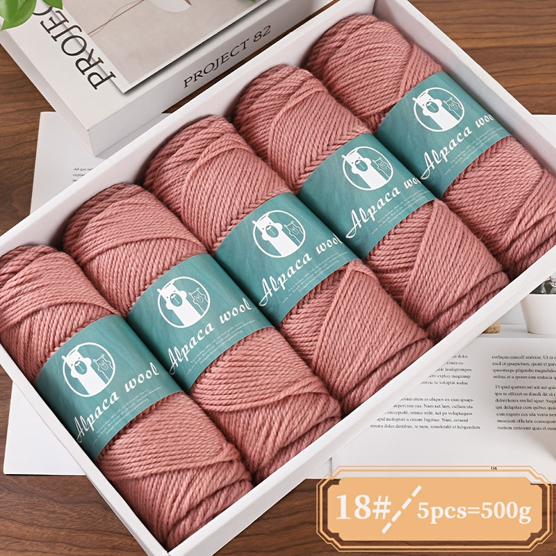 5-Pack Multicolor Alpaca Wool Yarn 500g Thick-Thin Self-Striping and Ombre