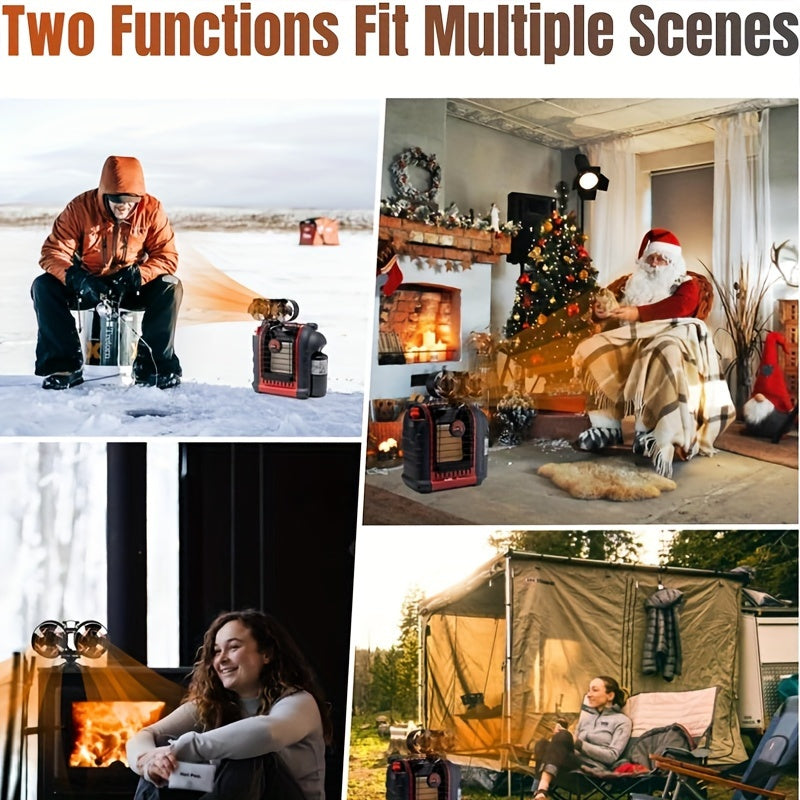 Wood Stove Fan Dual Motors Heat-Activated Aluminum Fireplace Blower