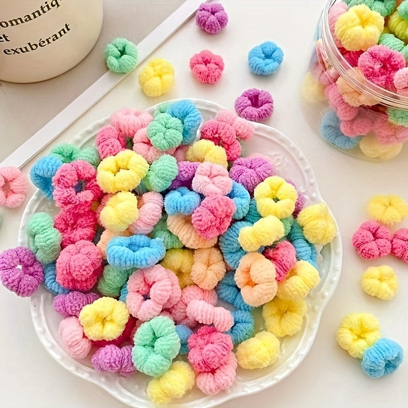 100 rang-barang elastik soch bog'lamlari qizlar uchun kichik soch aksessuarlari soch turmaklash uchun