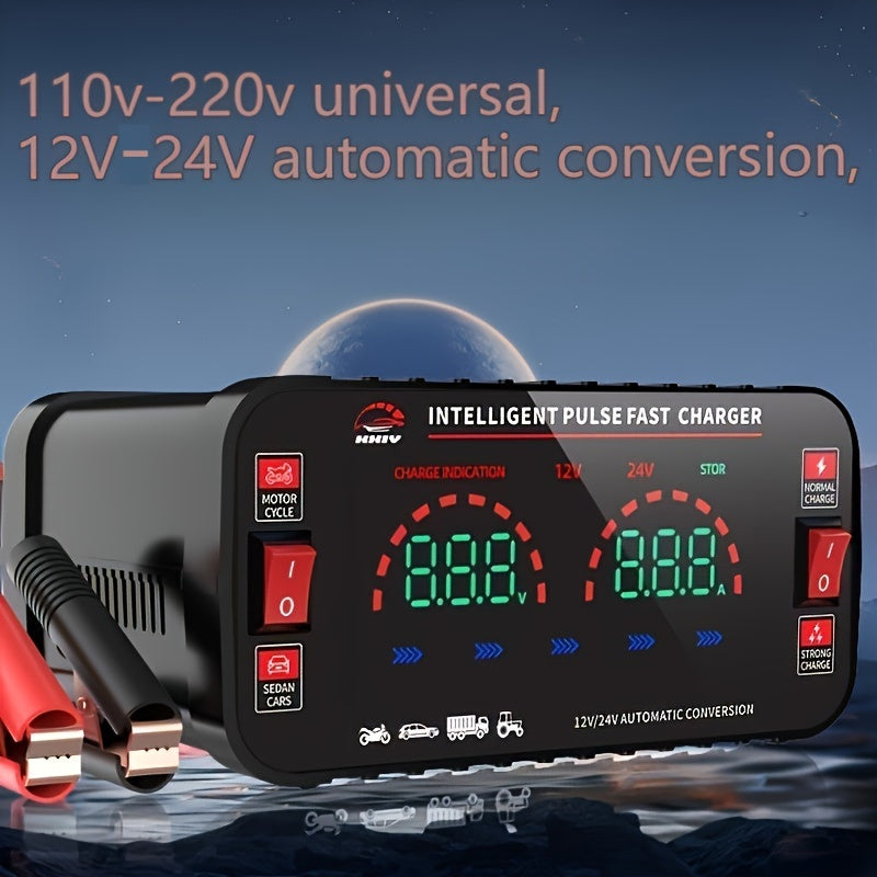 High-Power Car Battery Charger with Maintenance Function and Automatic Voltage Detection