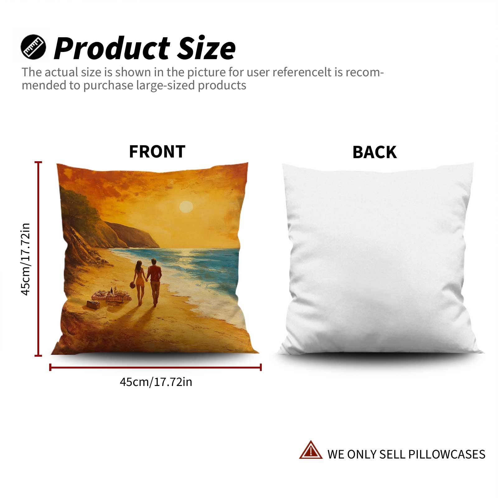 4 ta Coastal Sunset Beach Walk yostiq qoplami polyesterli fermuar yopilishi bilan to'plam, mashinada yuvish mumkin