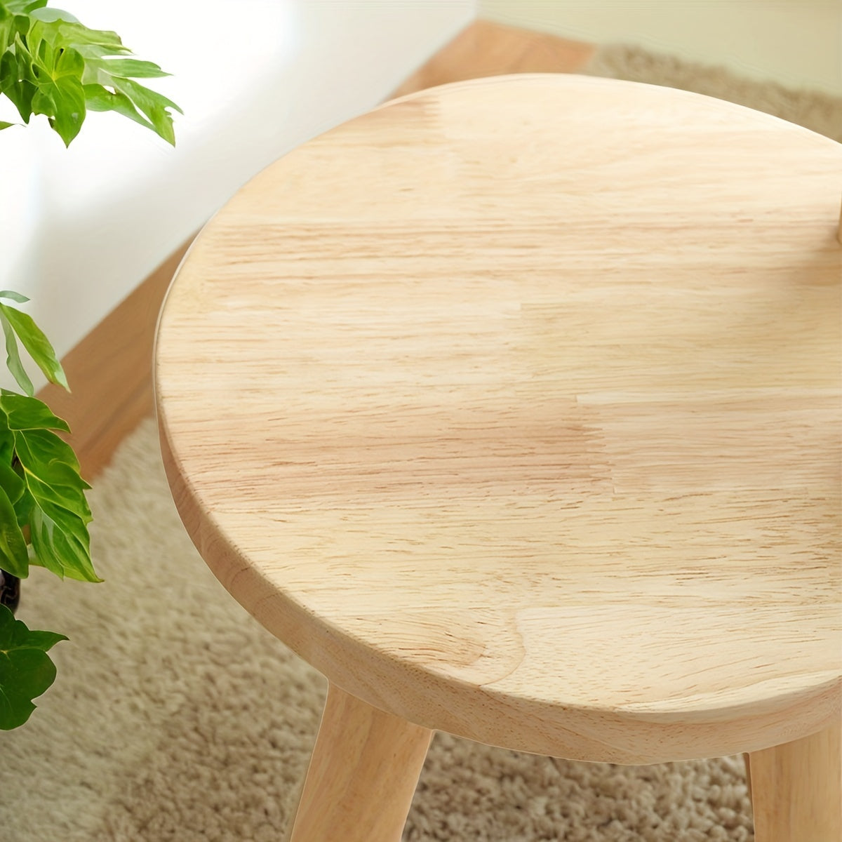 Solid Wood Rabbit Stool for Kids and Living Rooms Natural Finish Shoe Changing Seat