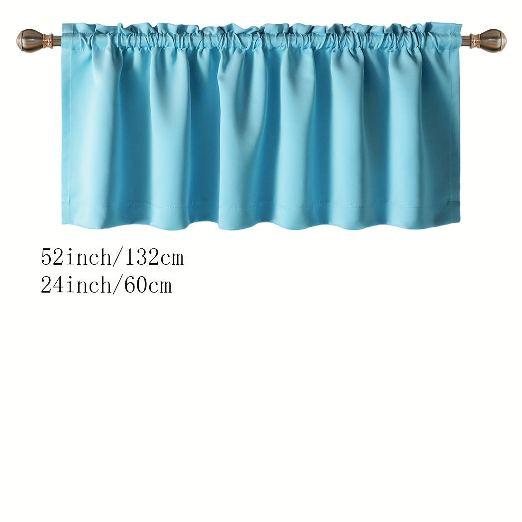 Blackout Insulated Rod Pocket Window Valance for Kitchen Black