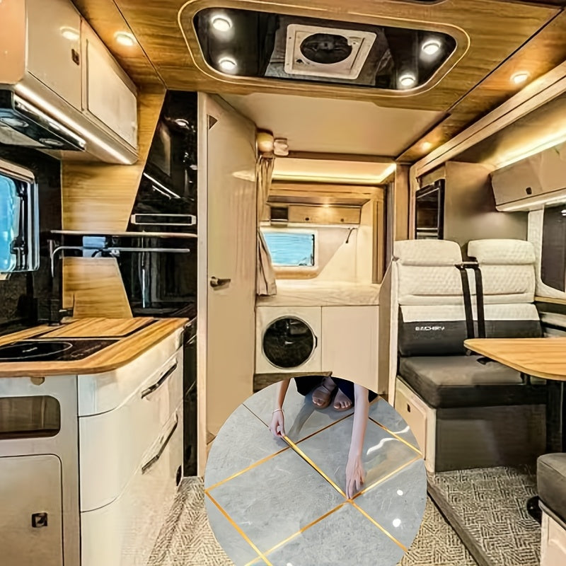 50m RV Bathroom Brushed Golden Silvery Floor Edging Wall Stickers Waterproof Trim