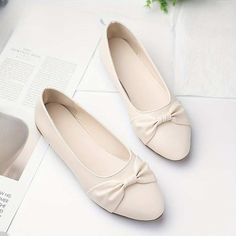 Women's Casual Bow Flats Slip-On Pointed Toe Shoes Polyurethane Foam Insole