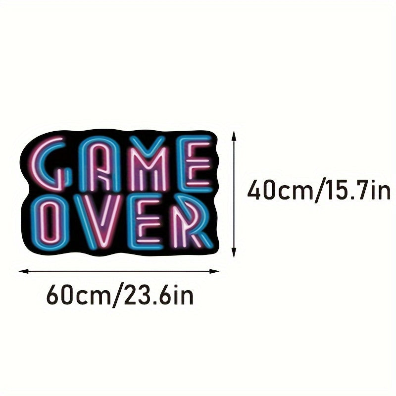 3D Fluorescent Lettering Area Rug Game Over Design Plush Anti-Slip Machine Washable Floor Mat for Living Room Bedroom Game Room
