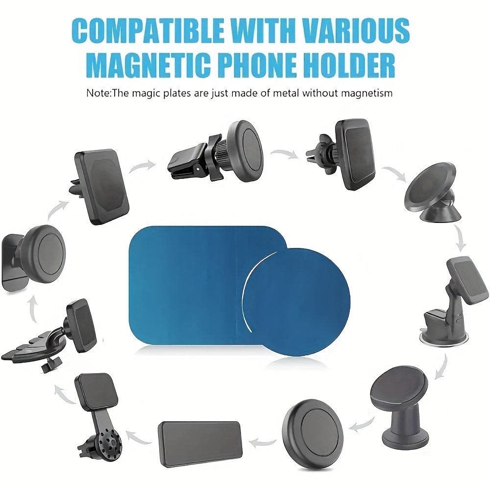 10 Sets Phone Accessories Magnetic Sheets Circular Rectangular Stainless Steel Gold