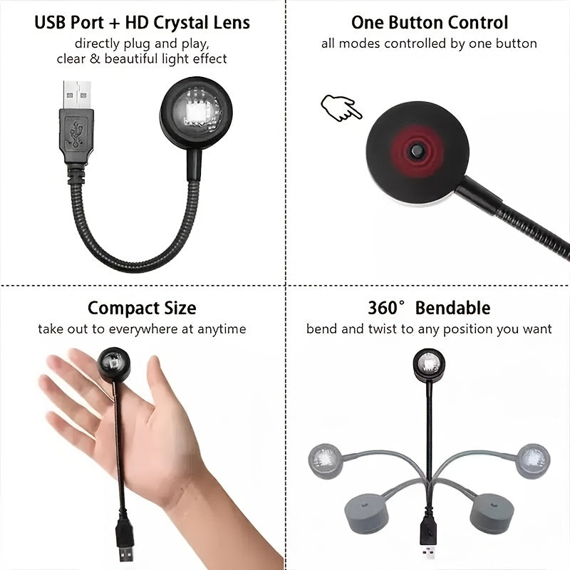 Uyingizni sehrli USB LED kamalak neon tun chiroq proyektori bilan yoritib oling!