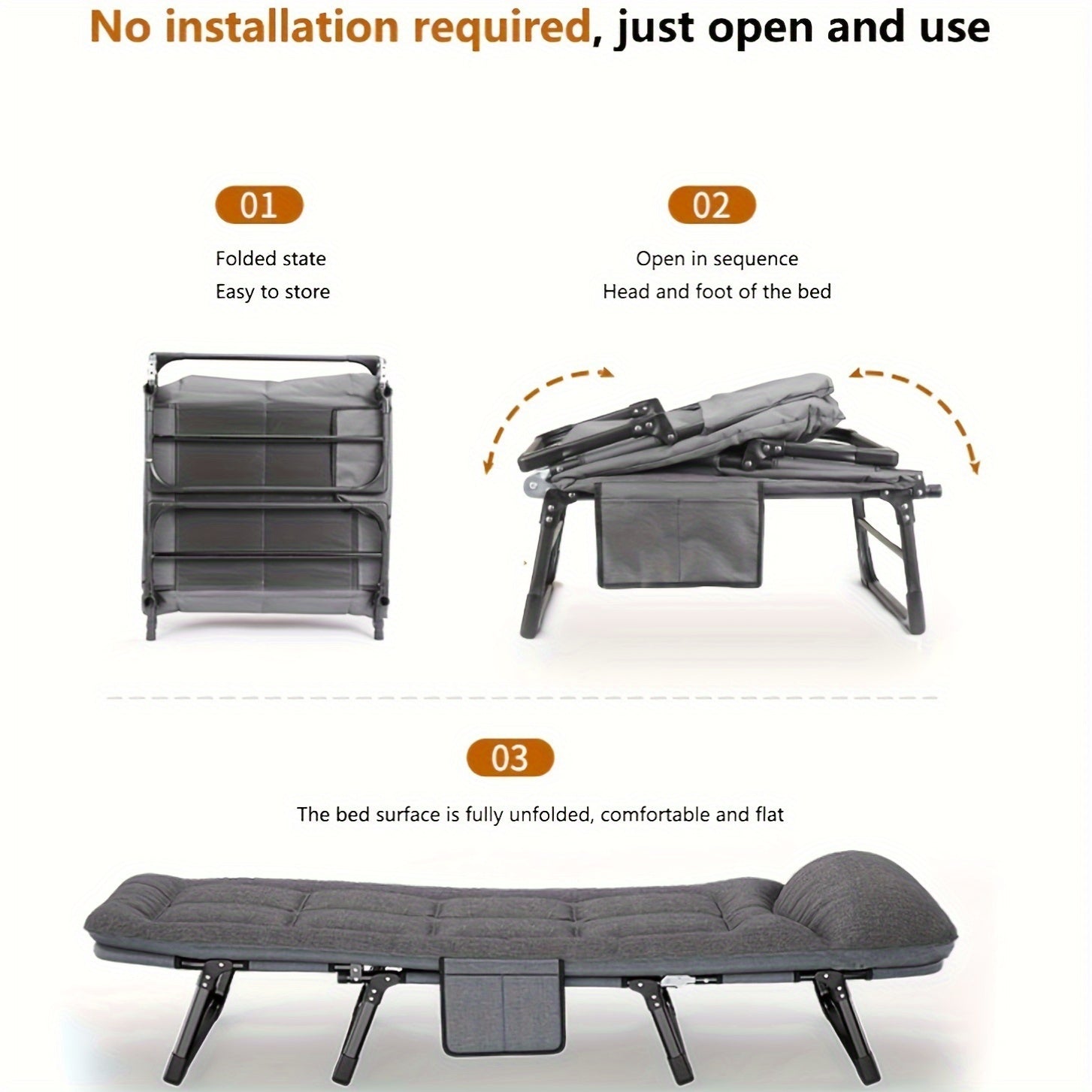 Foldable Single Sofa Bed for Camping Travel with Soft Cushions and Pillows