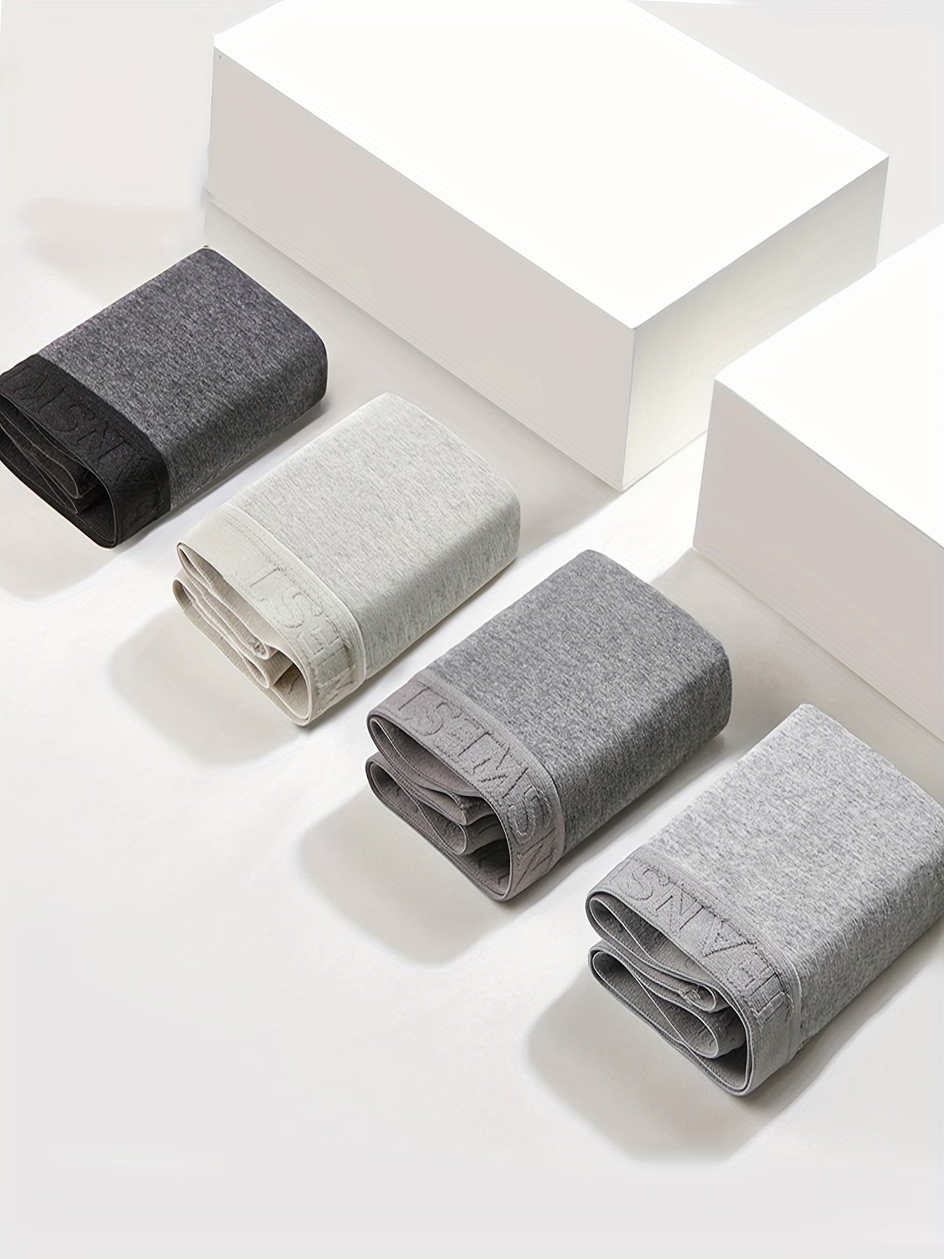 Set of 4 Men's Cotton Blend Boxer Briefs Breathable Elastic Waistband