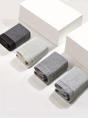 Set of 4 Men's Cotton Blend Boxer Briefs Breathable Elastic Waistband