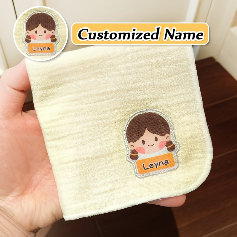 Kids Gauze Handkerchiefs 3 Pack Breathable Cotton Cartoon Design Personalized Name
