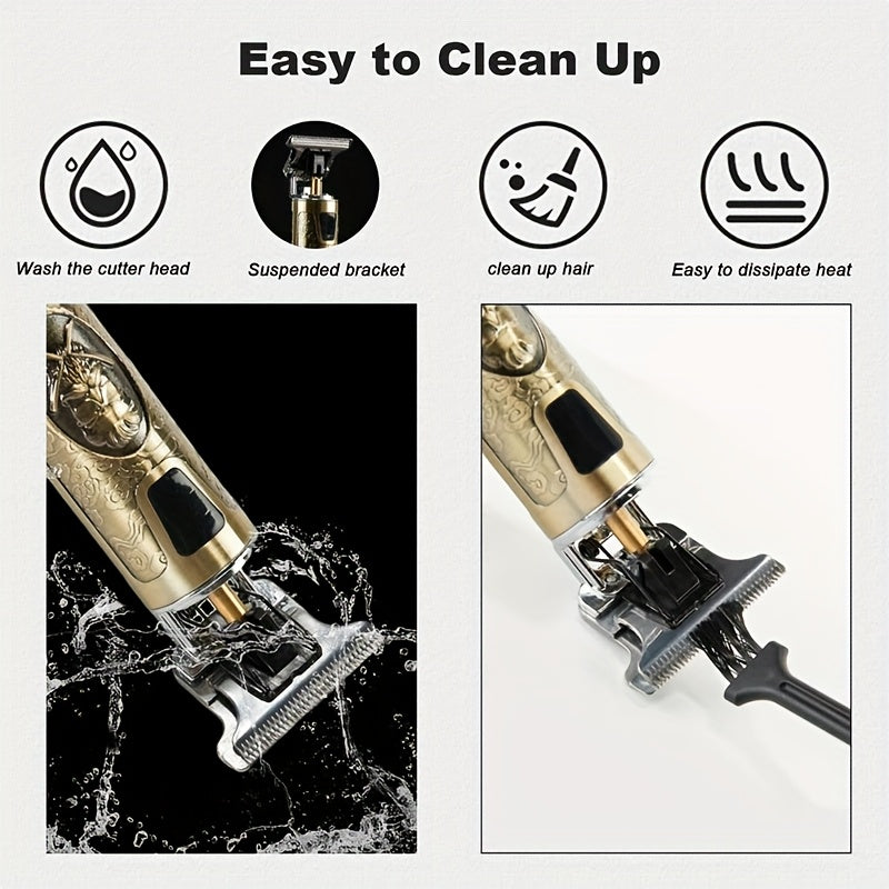 Men's Electric Hair Clipper with Rechargeable Lithium Battery and Adjustable Combs