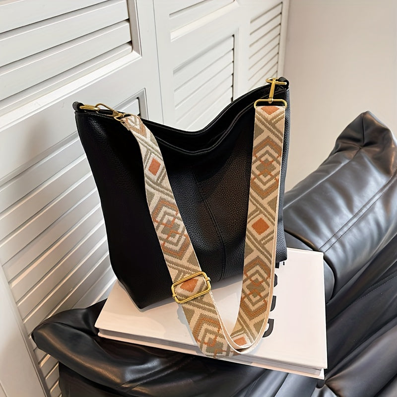 Large Capacity PU Crossbody Bag for Casual Use with Adjustable Strap