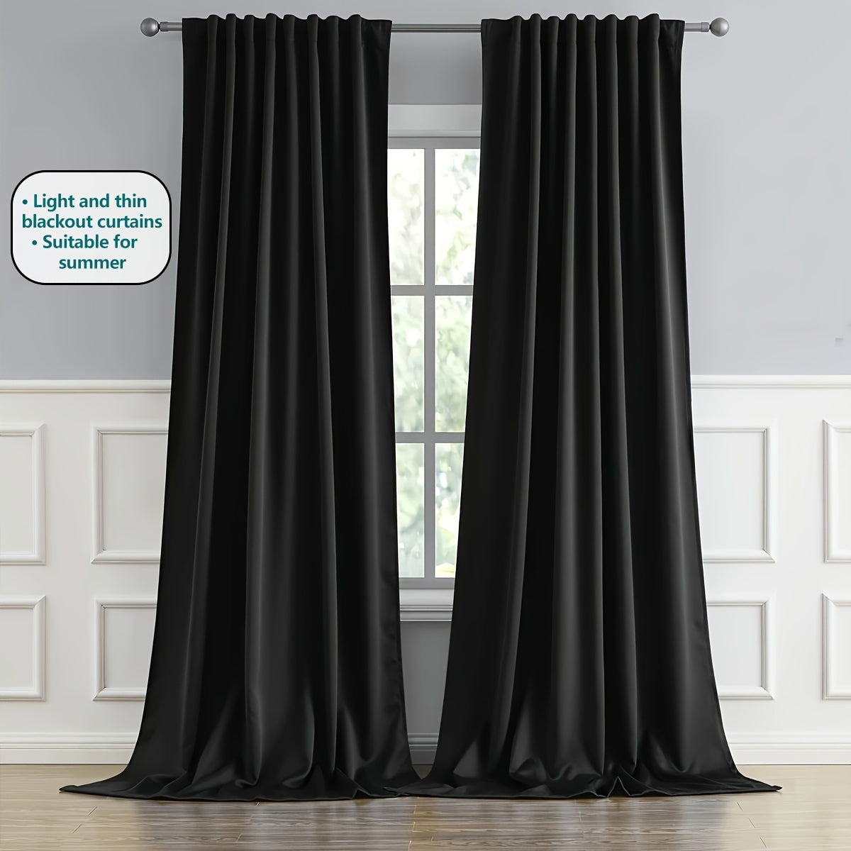 Two Pieces Blackout Curtains Thermal Insulated Twill for Bedroom Living Room