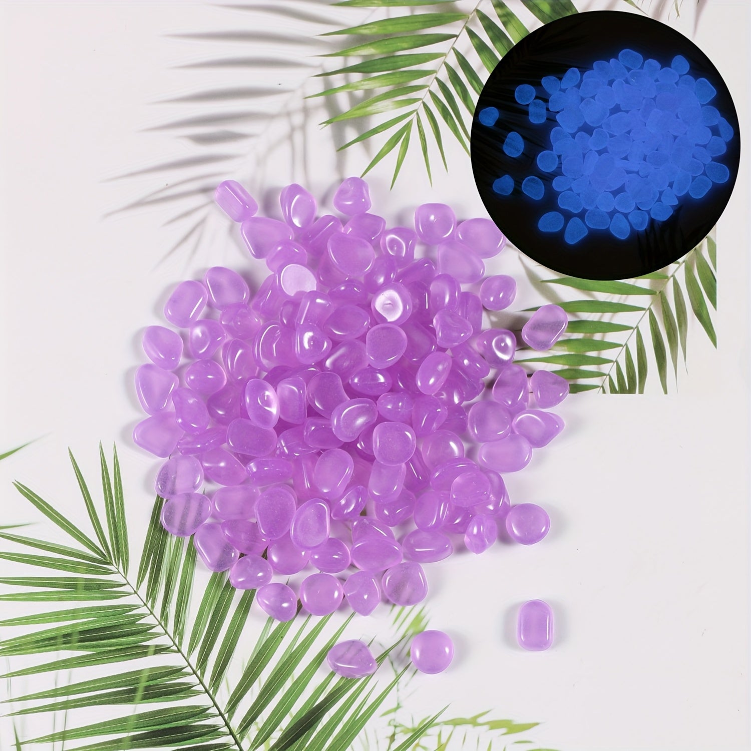 Glow in the Dark Plastic Garden Pebbles for Yard Walkways Aquarium Decor 0.76cm-0.99cm