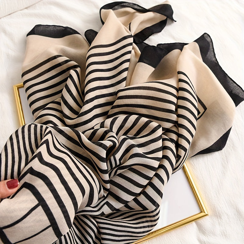 Chiziqli linin sharf ayollar uchun yengil bahor yoz sharf quyoshdan himoya