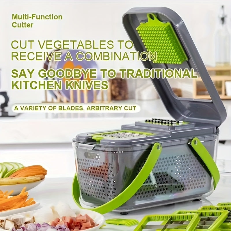 Kitchen Vegetable Cutter Set with 13 Blades, Egg White Filter, Hand Protector