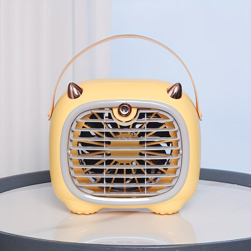 Portativ Mini Havo Sharoit Fan, Qo'l tutqichi bilan, USB orqali qayta zaryadlanadigan Elektr Stol Fan, 3 tezlikda suvni sovutuvchi fan, USB Type-C orqali qayta zaryadlanadigan namlantiruvchi fan - Do'stlar uchun mukammal oilaviy tug'ilgan kun sovg'asi.