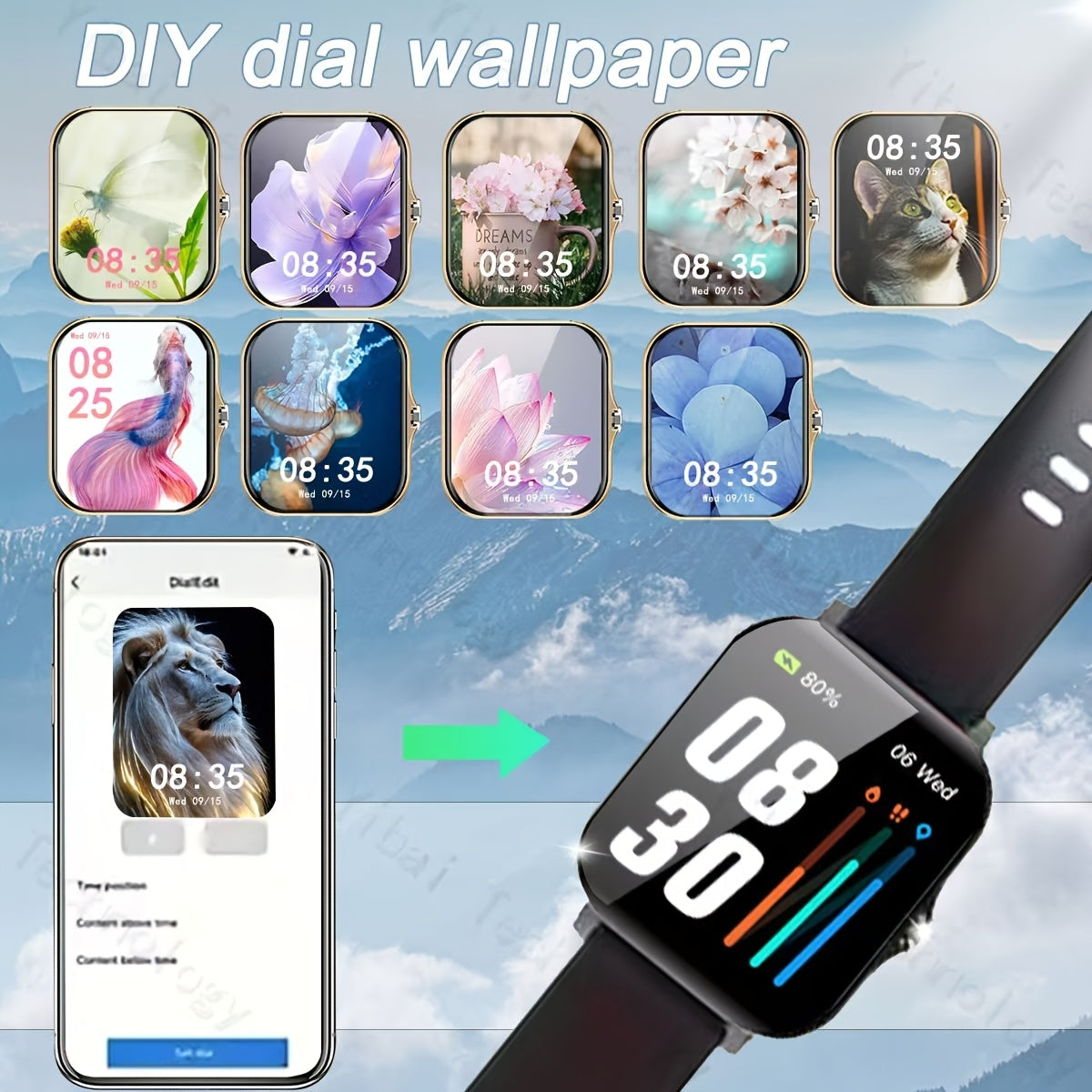 2025 Smartwatch 4.65cm Full Touch Screen Music Player Camera Sports Step Counter Weather Forecast Wireless Calls Compatible with Android iPhone