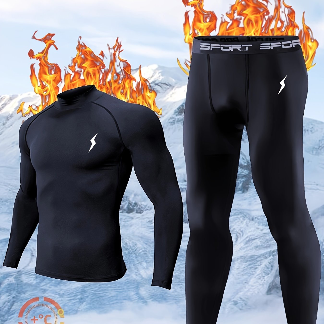 Men's Solid Color Thermal Underwear Set Lightweight Stretchy Autumn Sports Knit Polyester