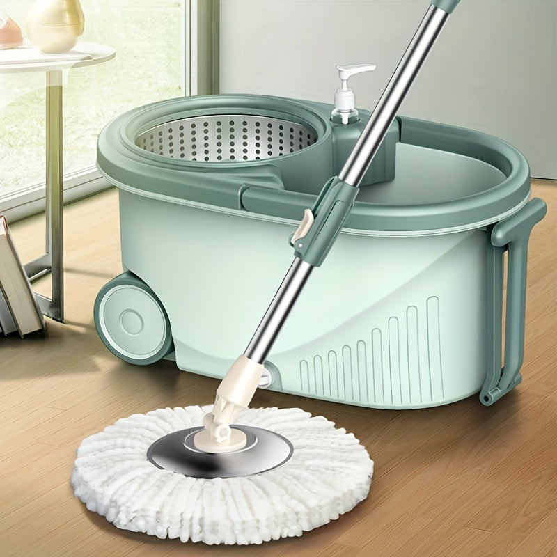 2pcs Teal Spin Mop and Bucket System with Wheels Microfiber High Absorbency