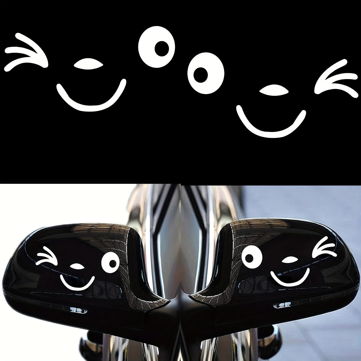 Joyful Face 3D Car Mirror Decal Stickers Rearview Side Vinyl Decals
