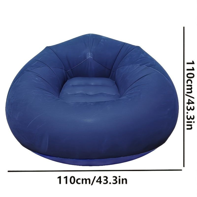 Grey PVC Bean Bag Chair with Cord Embellishment Indoor Outdoor Seating
