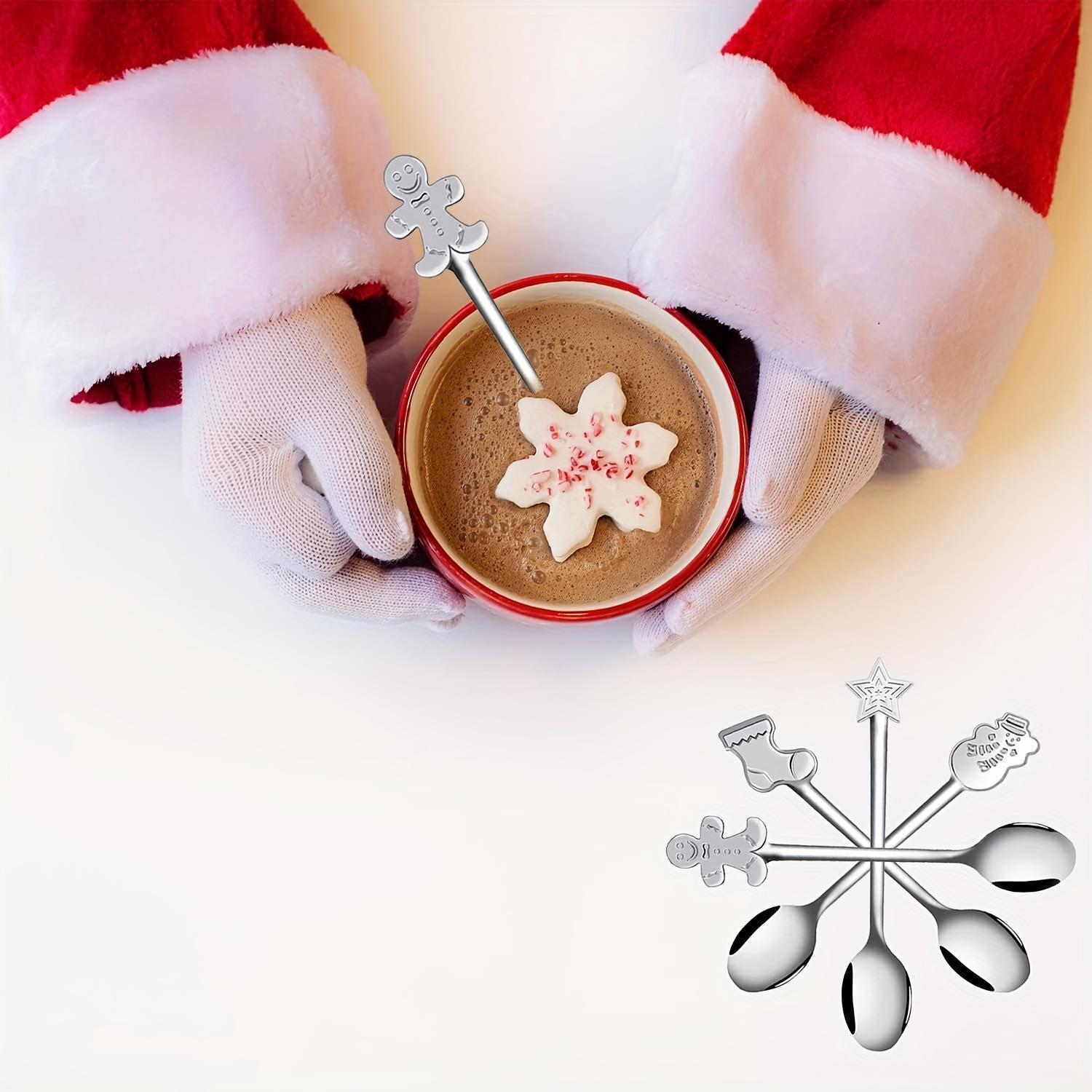 8-Piece Stainless Steel Mini Spoon Set with Holiday Designs for Tea Coffee Desserts