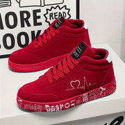 Plus Size Women's Casual Sneakers with Heart Print and Platform Sole