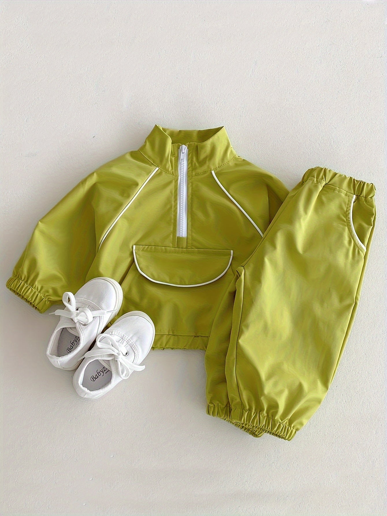 Kids Unisex Fall Casual Outfit Set Polyester Blend Long Sleeve Solid Color Regular Fit Large Pockets