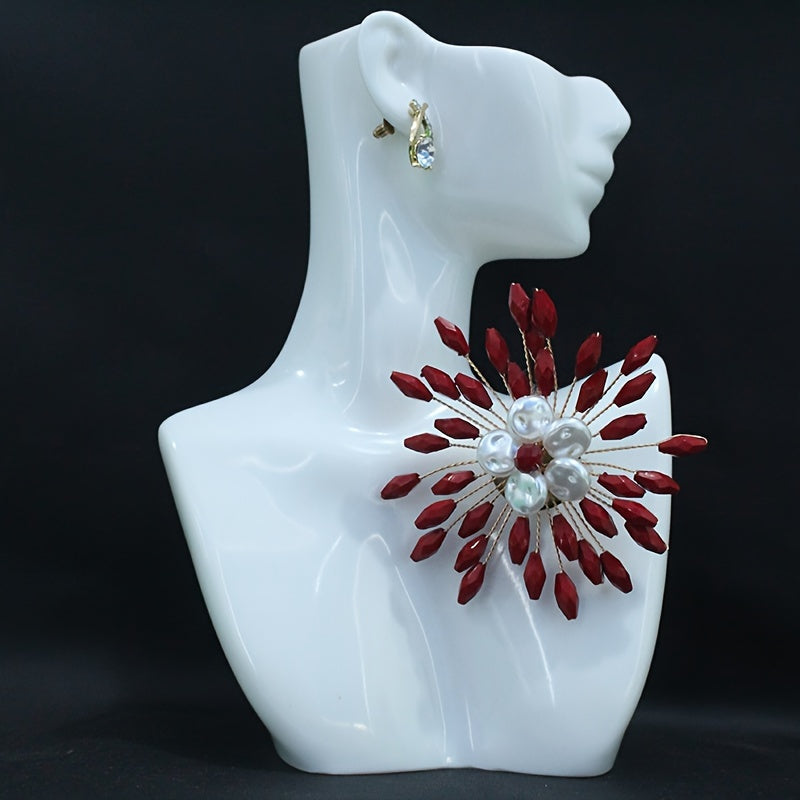 Шикальная ручная брошь - отличительная круглая форма с имитацией жемчуга, идеально подходит для украшения платьев и свитеров