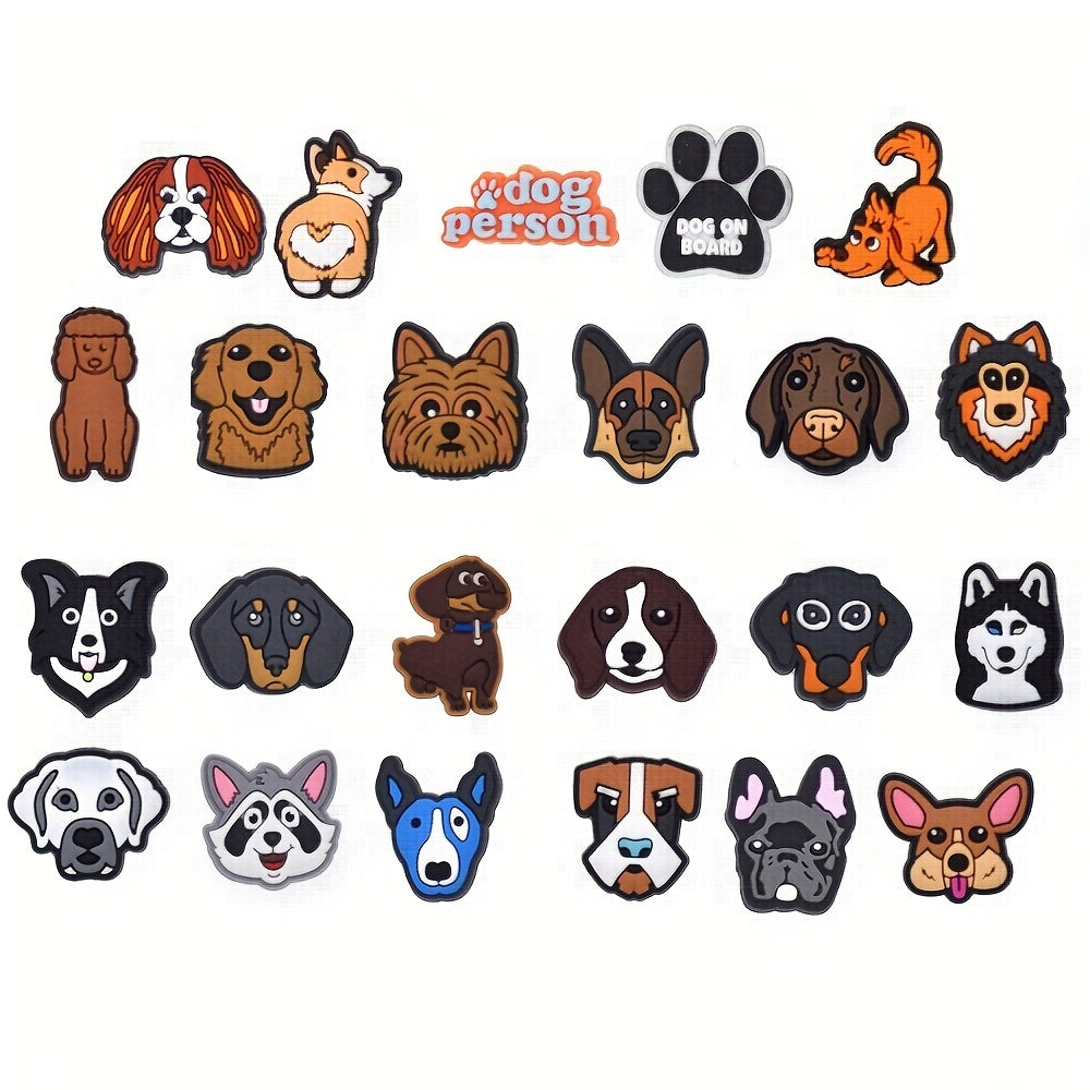 Unisex PVC Shoe Charms 23-28 Pcs Dog Paw Decor for Sandals and Wristbands