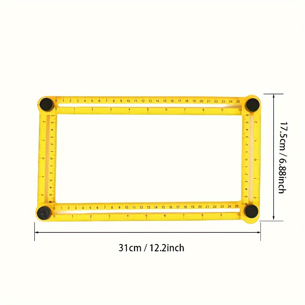 4-in-1 Folding Ruler Plastic Measuring Angle, Inches & Centimeters